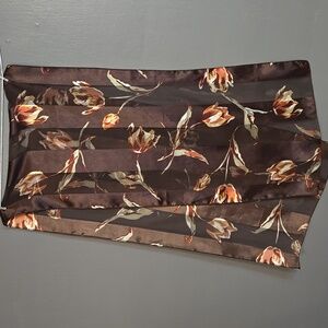 Brown Striped Floral Scarf